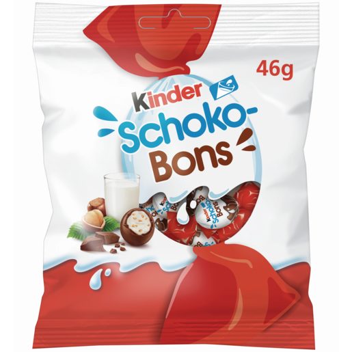 KINDER Schoko Bons Bombons de Chocolate de Leite com Recheio de Leite E Avelãs 46 g