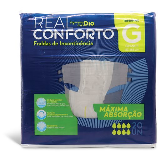 DIA REAL CONFORTO Fraldas Incontinência Tamanho Grande 20 un