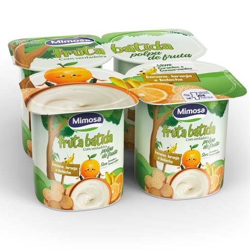 MIMOSA Iogurte Polpa Banana, Laranja e Bolacha 4x120 g